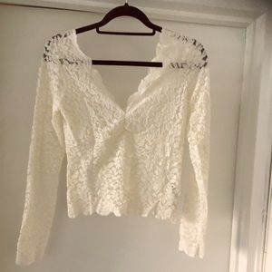 Zara New without tags ecru long sleeves lace top SIZE L